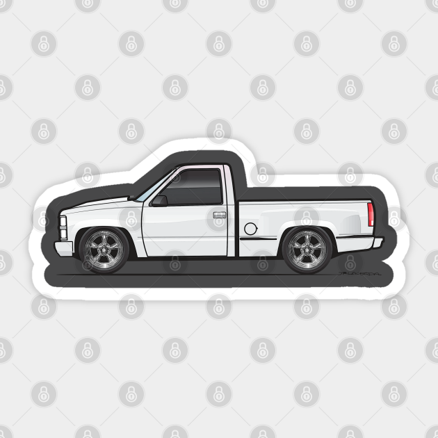 White OBS Stepside Chevy Truck Sticker TeePublic